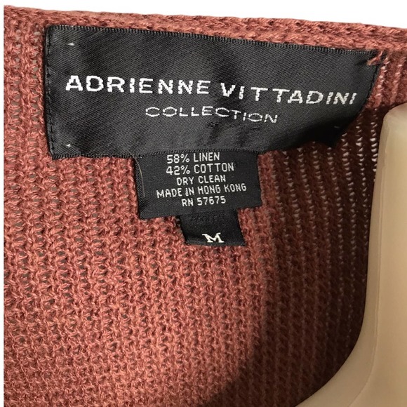 Adrienne Vittadini | Knit Linen Sleeveless Burgundy Button Down Tunic top - Picture 10 of 10